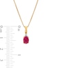 Thumbnail Image 3 of Oval Ruby and Diamond Accent Stacked Twist Bail Pendant in 10K Gold