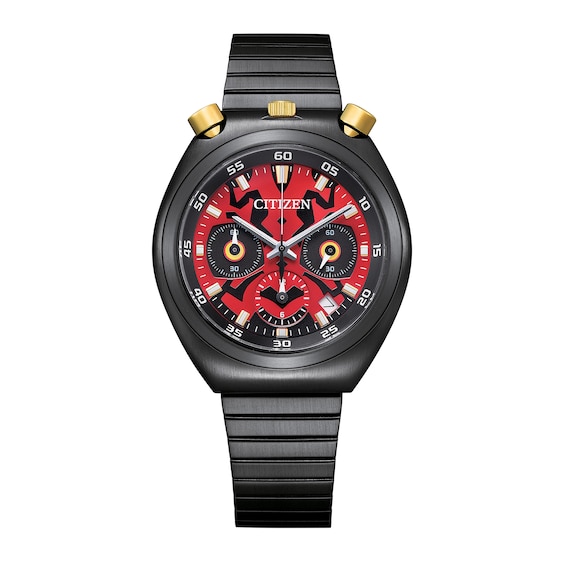 Men's Citizen Eco-DriveÂ® Star Warsâ¢ Tsuno Darth Maul Black IP Chronograph Watch with Red Dial (Model:Â AN3668-55W)