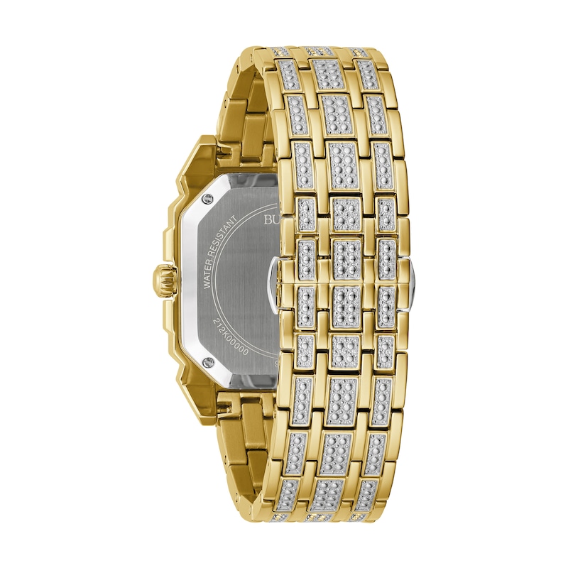 Main Image 3 of Men's Bulova Octava Crystal Gold-Tone Watch with Octagonal Silver-Tone Dial (Model: 98A295)