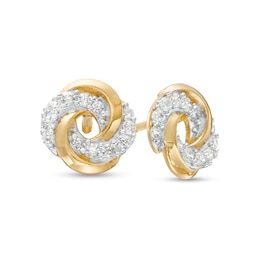 Child's Cubic Zirconia Love Knot Stud Earrings in 14K Gold