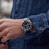 Thumbnail Image 1 of Men's Bulova Marine Star Automatic Blue Leather Strap Watch with Blue Skeleton Dial (Model: 96A291)