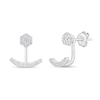 Thumbnail Image 0 of 1/4 CT. T.W. Multi-Diamond Curved Bar Front/Back Earrings in Sterling Silver