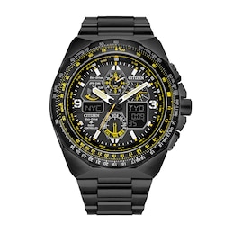 Men's Citizen Eco-Drive® Promaster Air Skyhawk Black IP Chronograph Watch with Black Dial (Model: JY8127-59E)