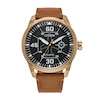 Men's Citizen Avion Weekender Eco-DriveÂ® Gold-Tone Brown Leather Strap Watch With Black Dial (Model:Â AW1733-09E)
