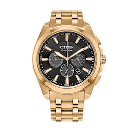 Men's Citizen Eco-Drive® Classic Gold-Tone Chronograph Watch with Black Dial (Model: CA4512-50E)