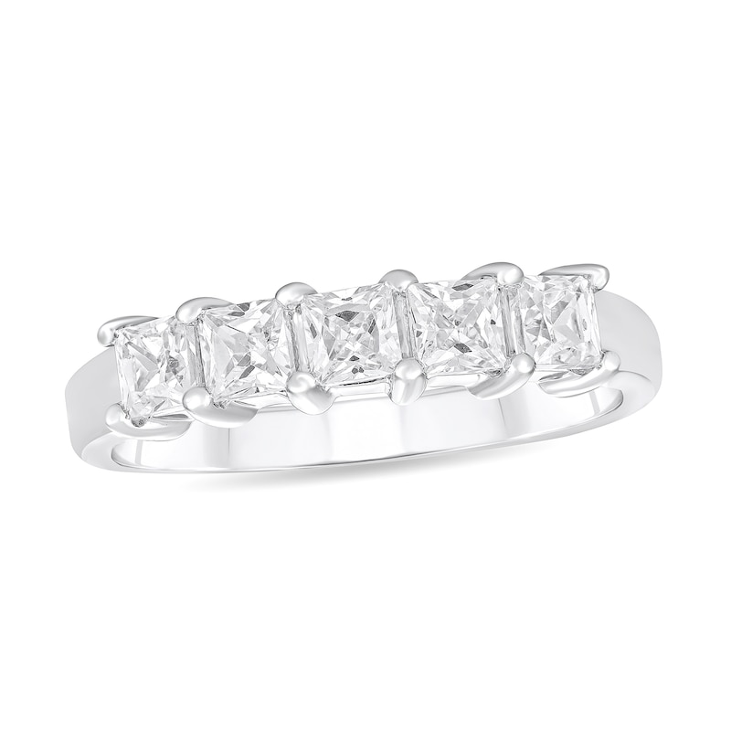 1 CT. T.W. Princess-Cut Diamond Five Stone Anniversary Band in 14K ...