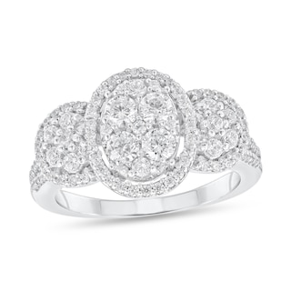 2 Ct. T.W. Pear-Shaped Multi-Diamond Double Frame Multi-Row Vintage-Style Engagement Ring in 10K White Gold (J/I3)