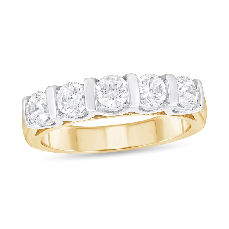 Main Image 1 of 1 CT. T.W. Diamond Five Stone Anniversary Band in 14K Two-Tone Gold