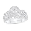 Thumbnail Image 1 of 3/4 CT. T.W. Diamond Frame Twist Shank Bridal Set in 14K White Gold