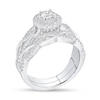 Thumbnail Image 2 of 3/4 CT. T.W. Diamond Frame Twist Shank Bridal Set in 14K White Gold