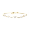 Thumbnail Image 1 of 5.5-6.0mm Freshwater Cultured Pearl Station Sliding Anklet in Sterling Silver with 18K Gold Plate-10&quot;