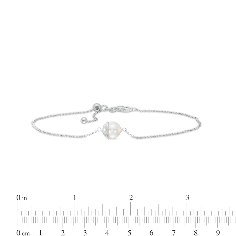 Main Image 3 of 7.5-8.0mm Freshwater Cultured Pearl Sliding Anklet in Sterling Silver-10&quot;