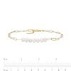 Thumbnail Image 3 of 5.5-6.0mm Freshwater Cultured Pearl Seven Stone Paper Clip Anklet in Sterling Silver with 18K Gold Plate-10&quot;