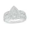 1/2 CT. T.W. Pear-Shaped Multi-Diamond Frame Multi-Row Engagement Vintage-Style Ring In 10K White Gold (J/I3)