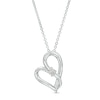 Thumbnail Image 1 of Two in Love 1/10 CT. Diamond Solitaire Crossover Ribbon Tilted Loop Heart Pendant in 10K White Gold – 19&quot;