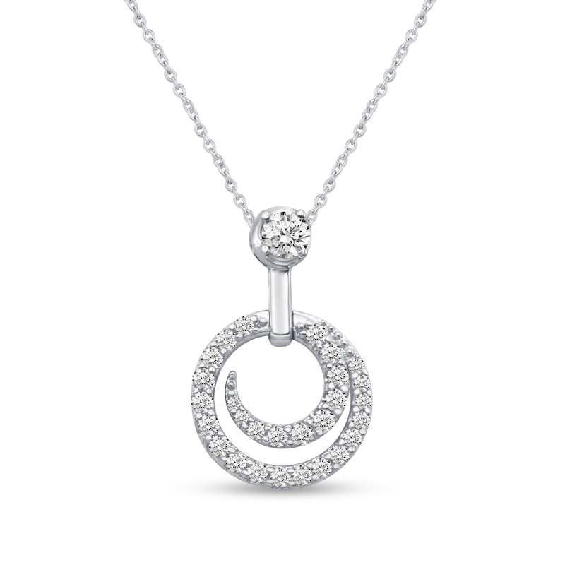 Main Image 1 of 1/3 CT. T.W. Diamond Swirl Pendant in 14K White Gold