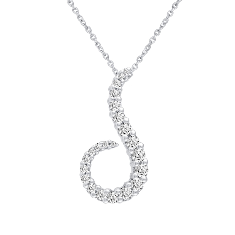 Main Image 1 of 1/2 CT. T.W. Diamond Graduated Curve Pendant in 14K White Gold