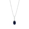 Thumbnail Image 1 of Oval Blue Sapphire and Diamond Accent Stacked Twist Bail Pendant in 10K White Gold