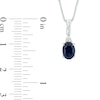 Thumbnail Image 3 of Oval Blue Sapphire and Diamond Accent Stacked Twist Bail Pendant in 10K White Gold