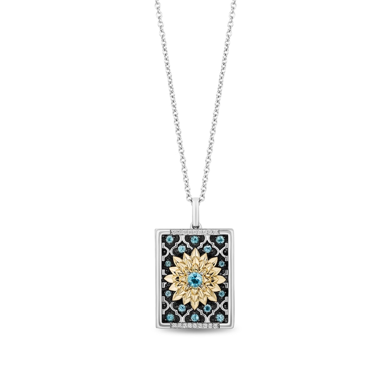 Main Image 1 of Collector's Edition Enchanted Disney Aladdin 30th Anniversary Topaz and Diamond Locket in Sterling Silver and 10K Gold