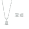 Thumbnail Image 1 of 1/3 CT. T.W. Diamond Solitaire Pendant and Stud Earrings Set in Sterling Silver (J/I3)