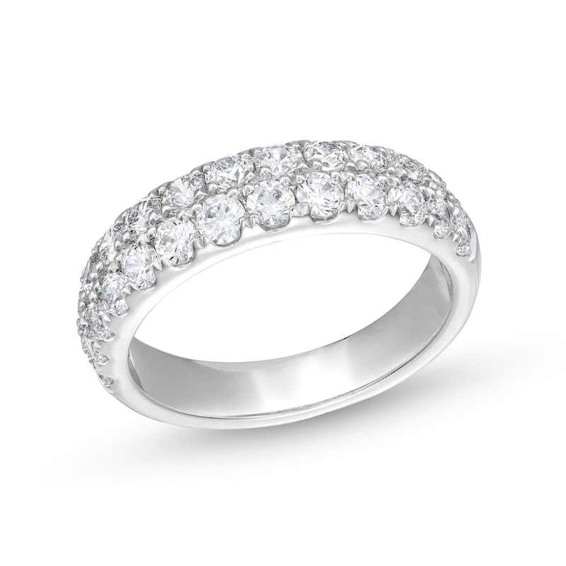 Main Image 1 of 1-1/2 CT. T.W. Diamond Double Row Band in 14K White Gold (I/SI2)