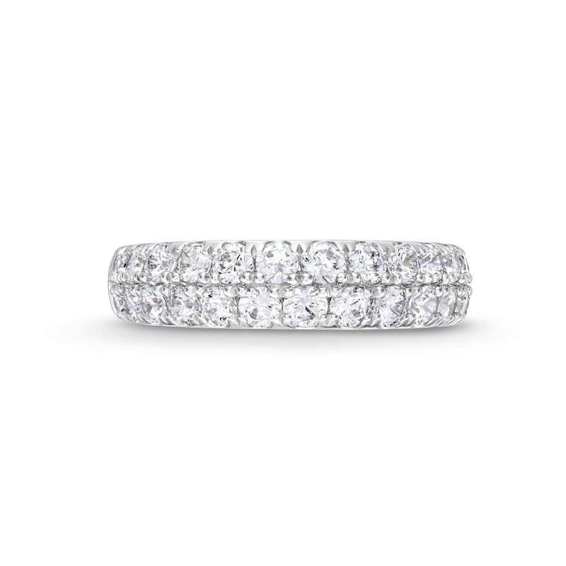 Main Image 4 of 1-1/2 CT. T.W. Diamond Double Row Band in 14K White Gold (I/SI2)