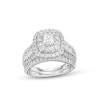 Thumbnail Image 1 of 2 CT. T.W. Princess-Cut Diamond Cushion Frame Triple Row Bridal Set in 14K White Gold (I/I2)