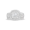 Thumbnail Image 4 of 2 CT. T.W. Princess-Cut Diamond Cushion Frame Triple Row Bridal Set in 14K White Gold (I/I2)