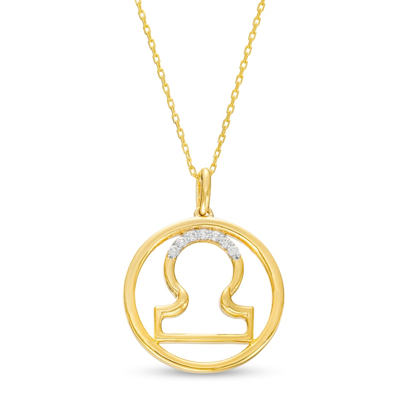 Main Image 1 of 1/20 CT. T.W. Diamond Libra Zodiac Sign Open Circle Pendant in Sterling Silver with 14K Gold Plate