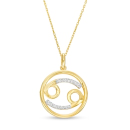 1/10 CT. T.W. Diamond Cancer Zodiac Sign Open Circle Pendant in Sterling Silver with 14K Gold Plate