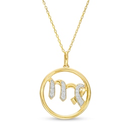 1/10 CT. T.W. Diamond Virgo Zodiac Sign Open Circle Pendant in Sterling Silver with 14K Gold Plate