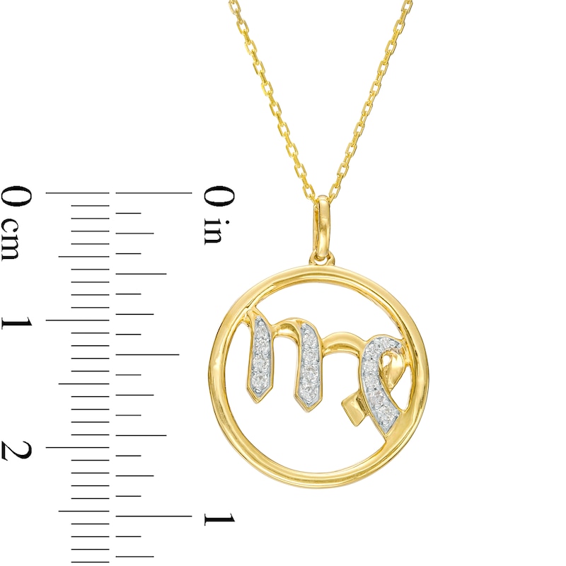 Main Image 3 of 1/10 CT. T.W. Diamond Virgo Zodiac Sign Open Circle Pendant in Sterling Silver with 14K Gold Plate