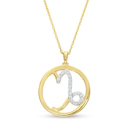 1/10 CT. T.W. Diamond Capricorn Zodiac Sign Open Circle Pendant in Sterling Silver with 14K Gold Plate