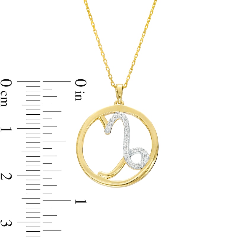 Main Image 3 of 1/10 CT. T.W. Diamond Capricorn Zodiac Sign Open Circle Pendant in Sterling Silver with 14K Gold Plate