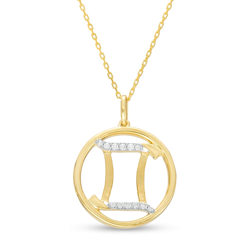 1/15 CT. T.W. Diamond Gemini Zodiac Sign Open Circle Pendant in Sterling Silver with 14K Gold Plate
