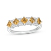 Thumbnail Image 1 of 3.0mm Princess-Cut Citrine and White Lab-Created Sapphire Five Stone Band in Sterling Silver