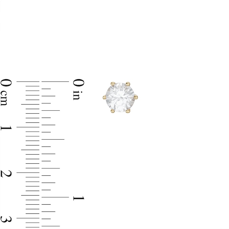 6.5mm White Lab-Created Sapphire Solitaire Stud Earrings in 10K Gold
