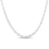 Thumbnail Image 1 of Oval White Lab-Created Sapphire Alternating Line Necklace in Sterling Silver