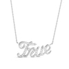 Thumbnail Image 1 of Enchanted Disney Cinderella 1/10 CT. T.W. Diamond Cursive &quot;True&quot; Necklace in Sterling Silver