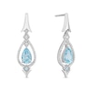 Thumbnail Image 0 of Enchanted Disney Elsa Pear-Shaped Aquamarine, Blue Topaz and 1/6 CT. T.W. Diamond Drop Earrings in Sterling Silver