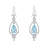 Thumbnail Image 1 of Enchanted Disney Elsa Pear-Shaped Aquamarine, Blue Topaz and 1/6 CT. T.W. Diamond Drop Earrings in Sterling Silver