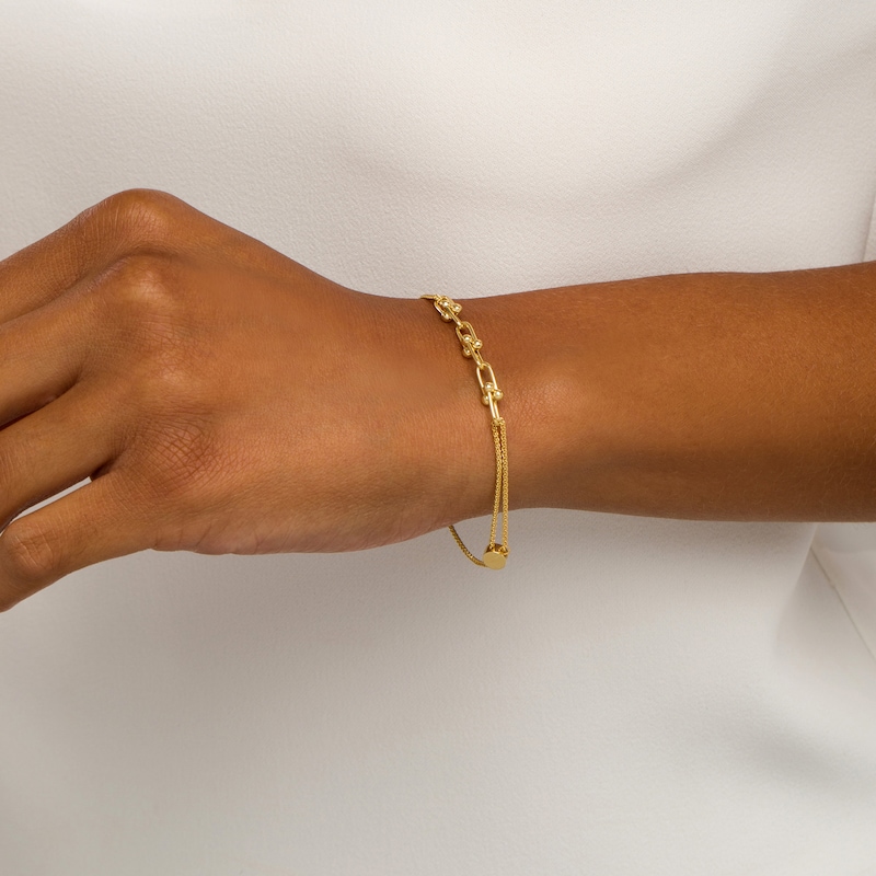 Link Bolo Bracelet in 10K Gold – 9"