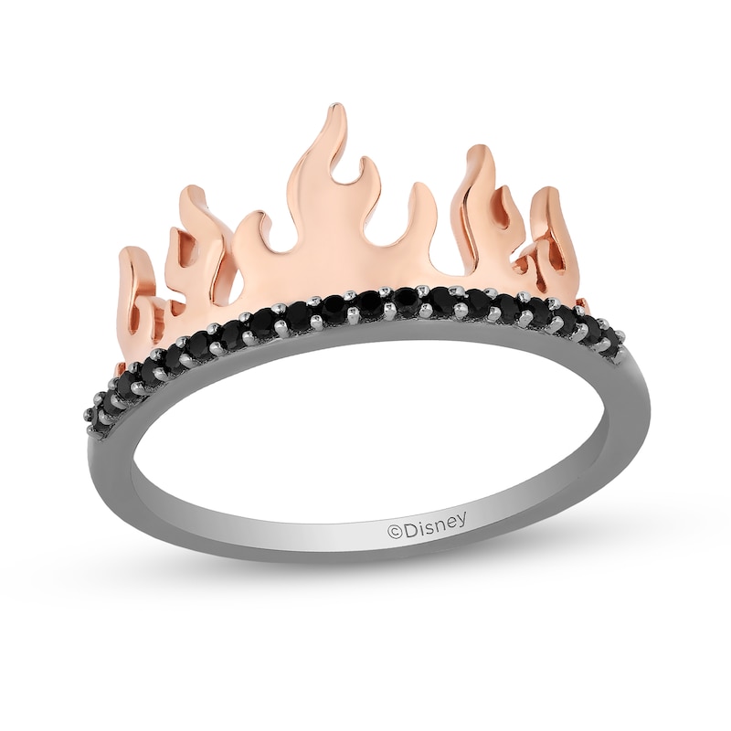 Enchanted Disney Villains Maleficent 1/6 CT. T.W. Black Diamond Flame Ring in Sterling Silver and 10K Rose Gold