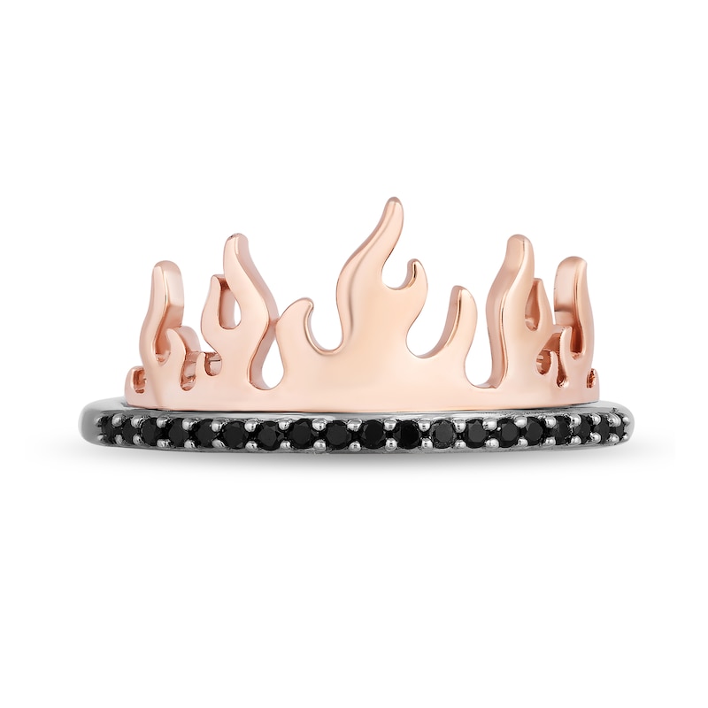 Enchanted Disney Villains Maleficent 1/6 CT. T.W. Black Diamond Flame Ring in Sterling Silver and 10K Rose Gold