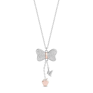 Enchanted Disney Belle Diamond Accent Rose in Glass Dome Pendant in Sterling  Silver and 10K Rose Gold - 24