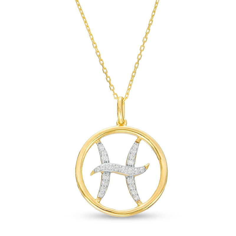 Main Image 1 of 1/8 CT. T.W. Diamond Pisces Zodiac Sign Outline Pendant in Sterling Silver with 14K Gold Plate