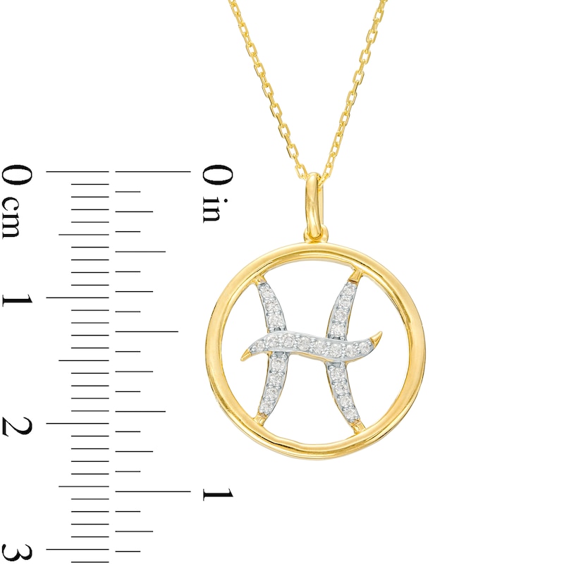 Main Image 3 of 1/8 CT. T.W. Diamond Pisces Zodiac Sign Outline Pendant in Sterling Silver with 14K Gold Plate