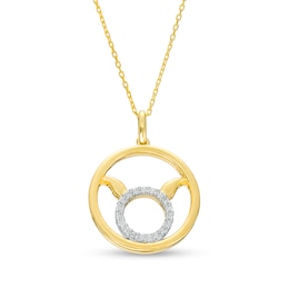 1/6 CT. T.W. Diamond Taurus Zodiac Sign Open Circle Pendant in Sterling Silver with 14K Gold Plate