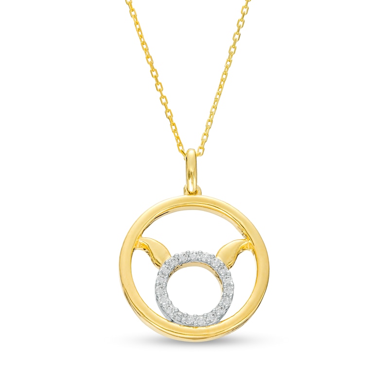 Main Image 1 of 1/6 CT. T.W. Diamond Taurus Zodiac Sign Open Circle Pendant in Sterling Silver with 14K Gold Plate